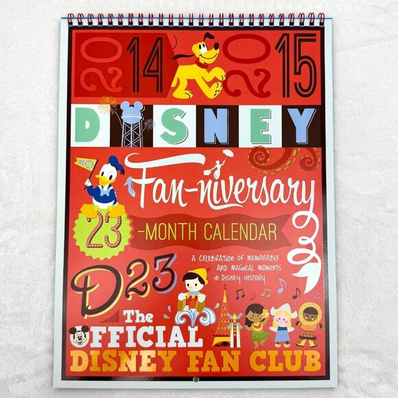 Disney D23 2014 Member Gift Fan-niversary 23 Month Calendar 2014-2015 - Picture 1 of 6